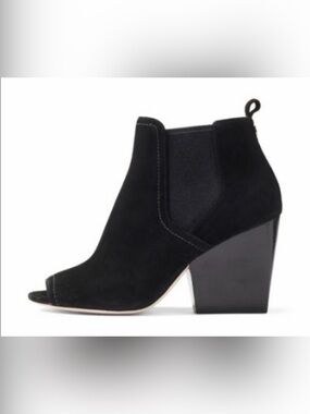 Tory Burch Gemma Open Toe Bootie in Black Royal Suede size 10